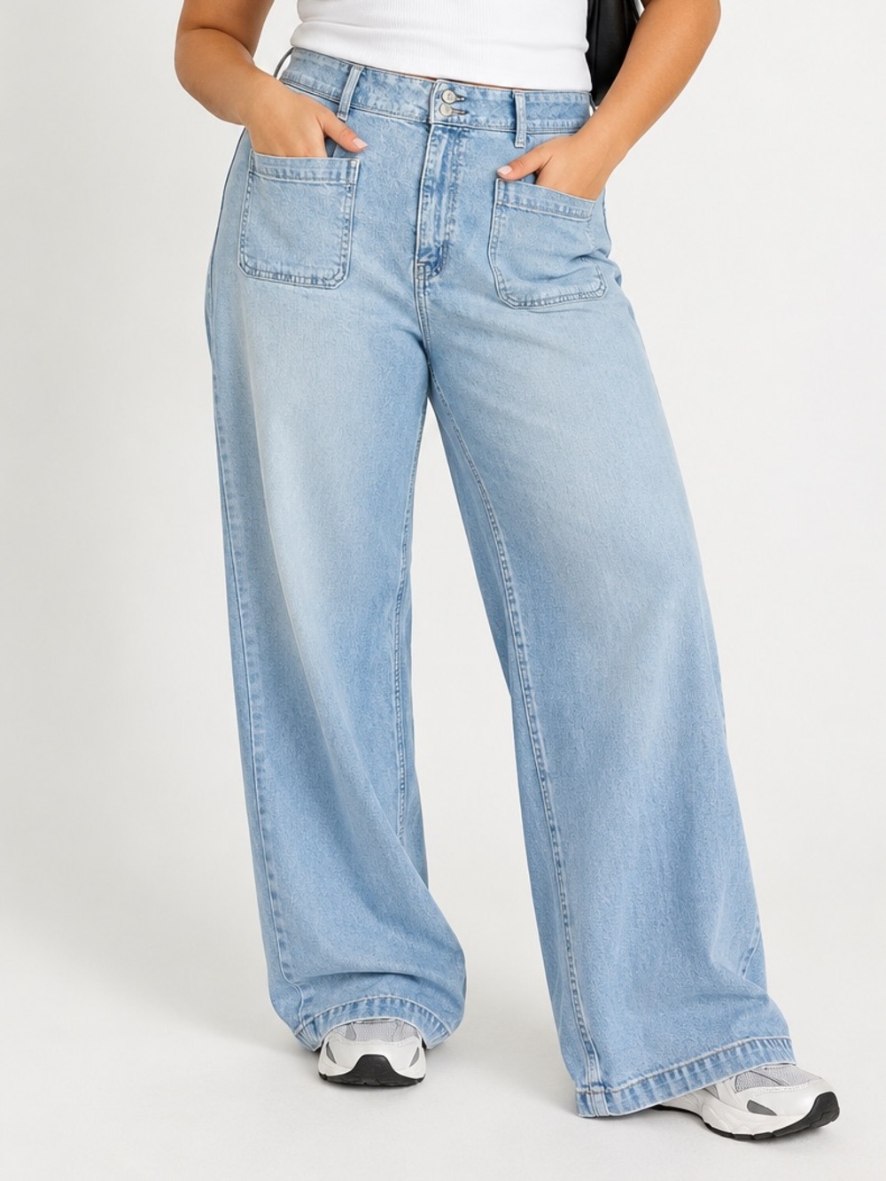 Old Navy Sky-Hi Extra High Rise Wide Leg Jeans Light Wash Size 22